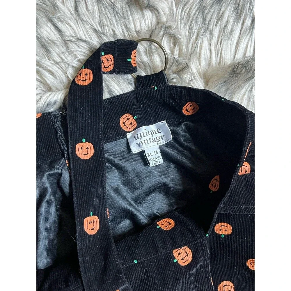 Unique Vintage Pumpkin Overalls Dress Women Sz XL